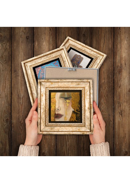 Van Gogh, Gustav Klimt Çerçeveli Taş Duvar Tablosu 4’lü Set - Dekoratif Modern Sanat, Ev ve Ofis Dekoru |TK4-684| modelleri