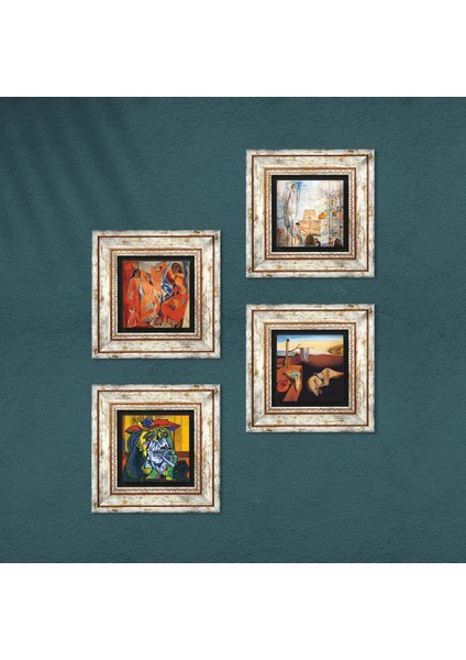 Salvador Dalí, Picasso Çerçeveli Taş Duvar Tablosu 4’lü Set - Dekoratif Modern Sanat, Ev ve Ofis Dekoru |TK4-692| fırsatları