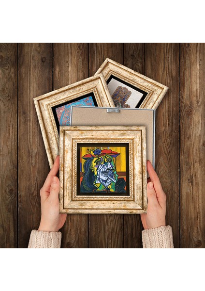 Salvador Dalí, Picasso Çerçeveli Taş Duvar Tablosu 4’lü Set - Dekoratif Modern Sanat, Ev ve Ofis Dekoru |TK4-692| modelleri