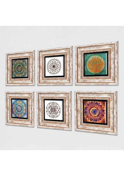 İslami Çerçeveli Taş Duvar Tablosu 6’lı Set - Dekoratif Modern Sanat, Ev ve Ofis Dekoru |TK6-65|