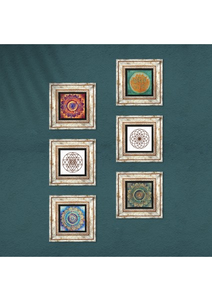 İslami Çerçeveli Taş Duvar Tablosu 6’lı Set - Dekoratif Modern Sanat, Ev ve Ofis Dekoru |TK6-65|