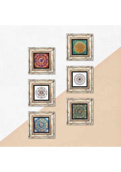 İslami Çerçeveli Taş Duvar Tablosu 6’lı Set - Dekoratif Modern Sanat, Ev ve Ofis Dekoru |TK6-65|