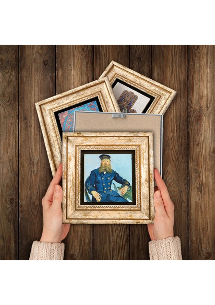 Van Gogh Taş Duvar Tablosu Çerçeveli Duvar Dekoru 6 Parça Tablo Seti Wall Art T6-81
