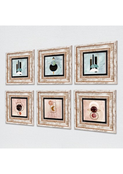 Minimalist Soyut Taş Duvar Tablosu Çerçeveli Duvar Dekoru 6 Parça Tablo Seti Wall Art T6-92