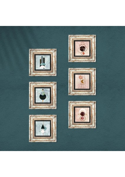 Minimalist Soyut Taş Duvar Tablosu Çerçeveli Duvar Dekoru 6 Parça Tablo Seti Wall Art T6-92