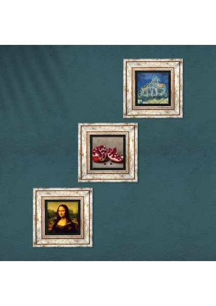 Van Gogh Kilise, Leonardo da Vinci Mona Lisa, Nar Taş Duvar Tablosu Çerçeveli Duvar Dekoru 3 Parça Tablo Seti Wall Art T3-1452 fırsatları