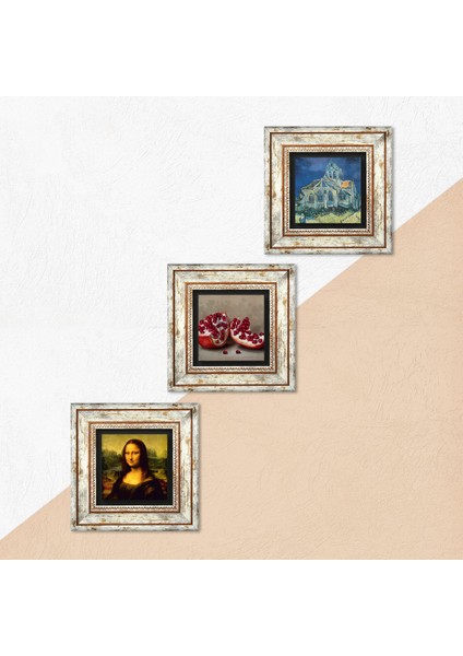 Van Gogh Kilise, Leonardo da Vinci Mona Lisa, Nar Taş Duvar Tablosu Çerçeveli Duvar Dekoru 3 Parça Tablo Seti Wall Art T3-1452 indirimleri