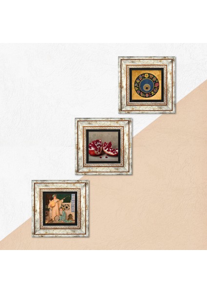 Nazar Boncuğu, İki Müzisyen Kız Tablosu, Nar Taş Duvar Tablosu Çerçeveli Duvar Dekoru 3 Parça Tablo Seti Wall Art T3-1478 indirimleri