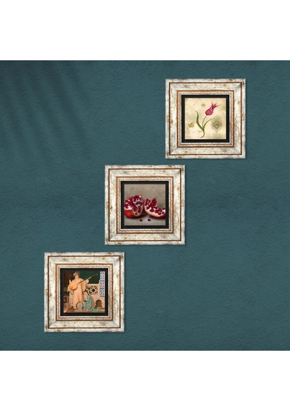 Lale Ebru Sanatı, İki Müzisyen Kız Tablosu, Nar Taş Duvar Tablosu Çerçeveli Duvar Dekoru 3 Parça Tablo Seti Wall Art T3-1479 fırsatları