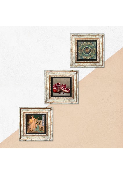 Mandala, İki Müzisyen Kız Tablosu, Nar Taş Duvar Tablosu Çerçeveli Duvar Dekoru 3 Parça Tablo Seti Wall Art T3-1498 indirimleri