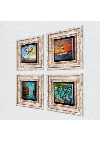 Stone Salvador Dalí, Claude Monet, Van Gogh, İstanbul Kız Kulesi Çerçeveli Taş Duvar Tablosu 4’lü Set - Dekoratif Modern Sanat, Ev ve Ofis Dekoru |TK4-751| fiyatları