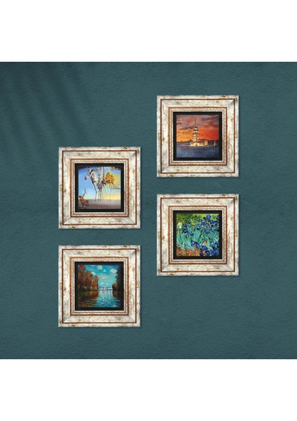 Stone Salvador Dalí, Claude Monet, Van Gogh, İstanbul Kız Kulesi Çerçeveli Taş Duvar Tablosu 4’lü Set - Dekoratif Modern Sanat, Ev ve Ofis Dekoru |TK4-751| fırsatları