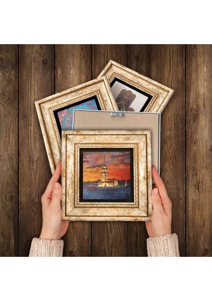 Stone Salvador Dalí, Claude Monet, Van Gogh, İstanbul Kız Kulesi Çerçeveli Taş Duvar Tablosu 4’lü Set - Dekoratif Modern Sanat, Ev ve Ofis Dekoru |TK4-751| modelleri