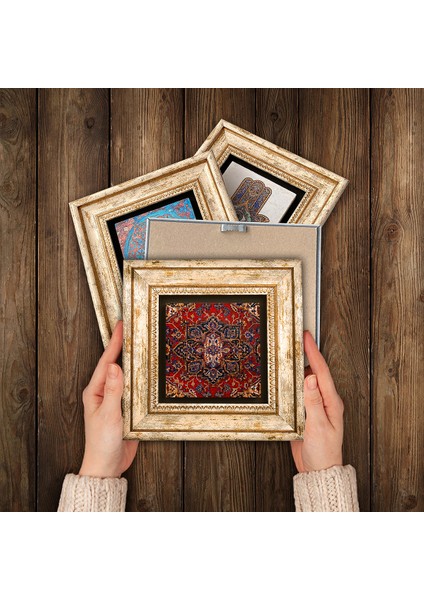 Desen, Vintage Çiçek Taş Duvar Tablosu Çerçeveli Duvar Dekoru 4 Parça Tablo Seti Wall Art T4-1480 modelleri