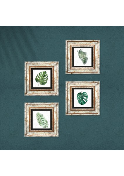 Yaprak Taş Duvar Tablosu Çerçeveli Duvar Dekoru 4 Parça Tablo Seti Wall Art T4-34 fırsatları