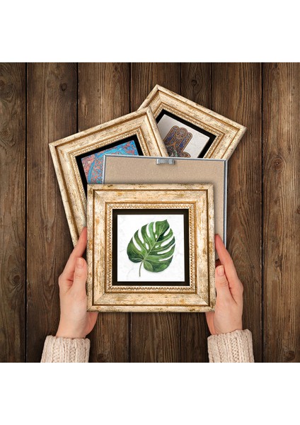 Yaprak Taş Duvar Tablosu Çerçeveli Duvar Dekoru 4 Parça Tablo Seti Wall Art T4-34 modelleri
