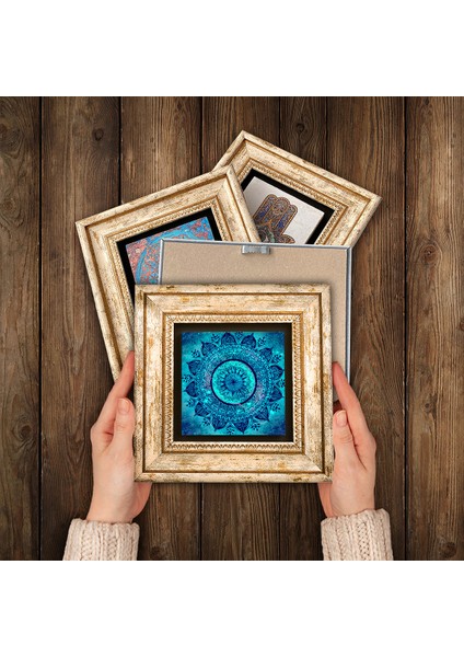 Mandala Taş Duvar Tablosu Çerçeveli Duvar Dekoru 6 Parça Tablo Seti Wall Art T6-95