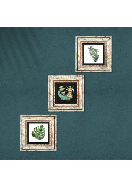 Yaprak, Şahmeran Çerçeveli Taş Duvar Tablosu 3’lü Set - Dekoratif Modern Sanat, Ev ve Ofis Dekoru |TK3-398| fırsatları