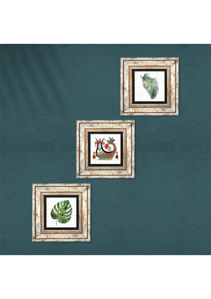 Yaprak, Şahmeran Çerçeveli Taş Duvar Tablosu 3’lü Set - Dekoratif Modern Sanat, Ev ve Ofis Dekoru |TK3-408| fırsatları