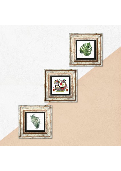 Yaprak, Şahmeran Çerçeveli Taş Duvar Tablosu 3’lü Set - Dekoratif Modern Sanat, Ev ve Ofis Dekoru |TK3-408| indirimleri