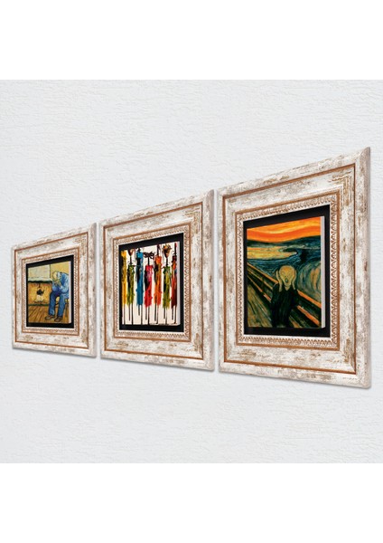 Van Gogh Sonsuzluğun Eşiğinde, Çığlık, Yerli Kadınlar Taş Duvar Tablosu Çerçeveli Duvar Dekoru 3 Parça Tablo Seti Wall Art T3-1861 fiyatları