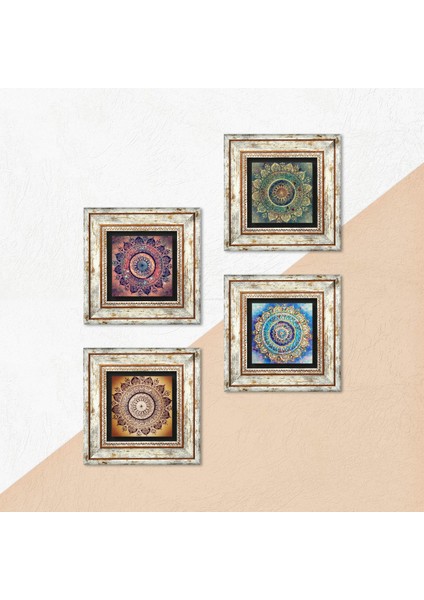 Mandala Taş Duvar Tablosu Çerçeveli Duvar Dekoru 4 Parça Tablo Seti Wall Art T4-1083 indirimleri