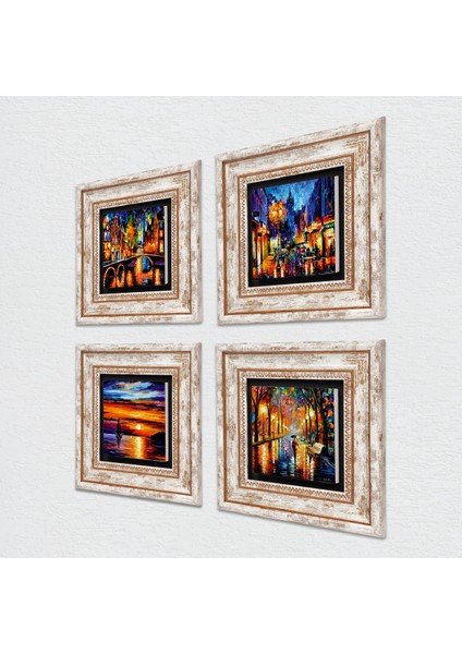 Deniz Manzarası, Köprü Manzarası, Sokak Manzarası, Fenerler Tablosu Taş Duvar Tablosu Çerçeveli Duvar Dekoru 4 Parça Tablo Seti Wall Art T4-1091 fiyatları