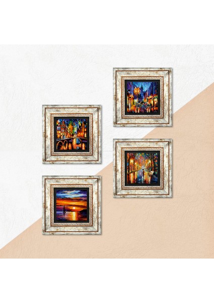 Deniz Manzarası, Köprü Manzarası, Sokak Manzarası, Fenerler Tablosu Taş Duvar Tablosu Çerçeveli Duvar Dekoru 4 Parça Tablo Seti Wall Art T4-1091 indirimleri