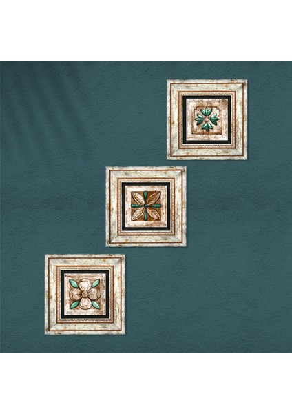 Stone Fas Desenli Vintage Çerçeveli Taş Duvar Tablosu 3’lü Set - Dekoratif Modern Sanat, Ev ve Ofis Dekoru |TK3-199| fırsatları