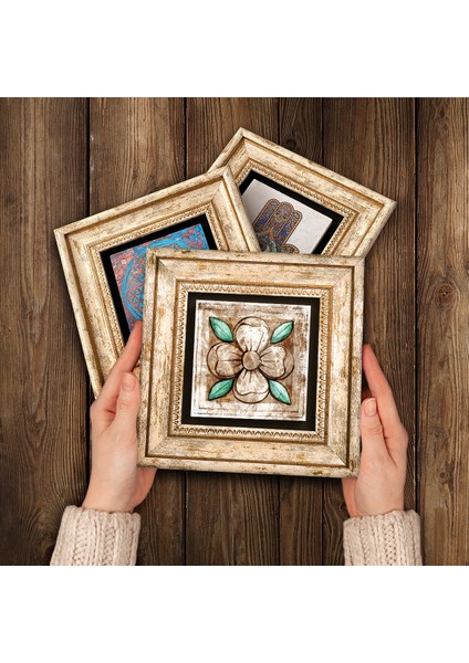 Stone Fas Desenli Vintage Çerçeveli Taş Duvar Tablosu 3’lü Set - Dekoratif Modern Sanat, Ev ve Ofis Dekoru |TK3-199| modelleri