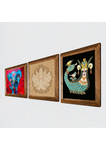Stone Fil, Lotus Çiçeği, Şahmeran Ahşap Çerçeveli Taş Duvar Tablosu 3’lü Set – 25x25 cm Dekoratif Modern Sanat – Ev ve Ofis Dekoru |W3-360| fiyatları