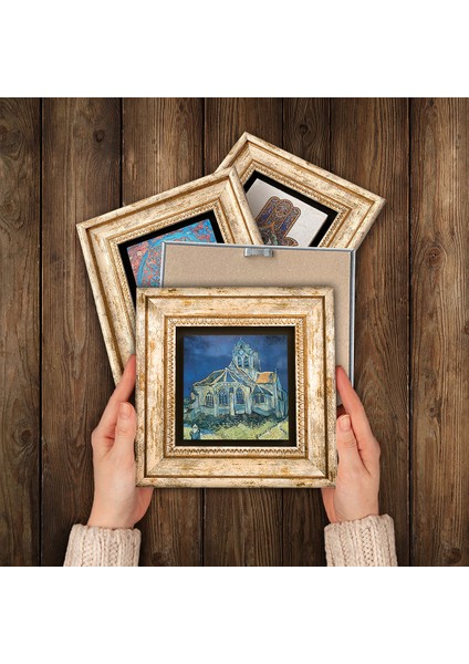 Van Gogh Taş Duvar Tablosu Çerçeveli Duvar Dekoru 6 Parça Tablo Seti Wall Art T6-79
