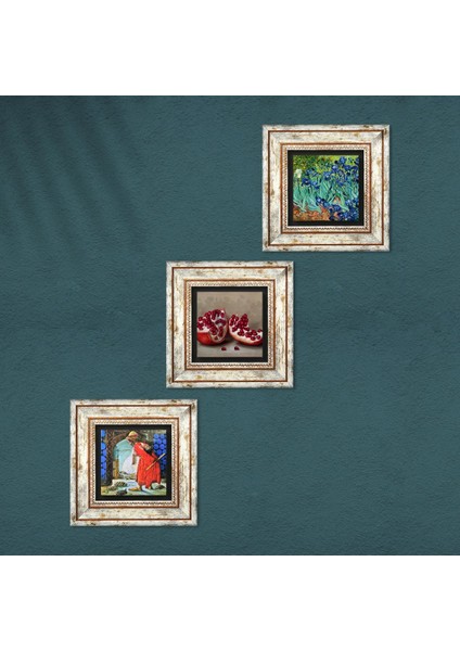 Van Gogh İrisler, Kaplumbağa Terbiyecisi, Nar Taş Duvar Tablosu Çerçeveli Duvar Dekoru 3 Parça Tablo Seti Wall Art T3-1530 fırsatları