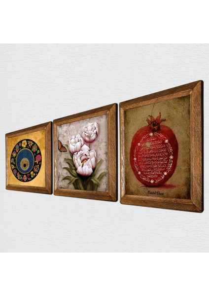 Stone Fil, Nazar, Şahmeran Ahşap Çerçeveli Taş Duvar Tablosu 3’lü Set – 25x25 cm Dekoratif Modern Sanat – Ev ve Ofis Dekoru |W3-278| fiyatları
