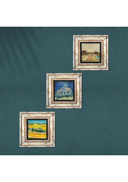 Van Gogh Taş Duvar Tablosu Çerçeveli Duvar Dekoru 3 Parça Tablo Seti Wall Art T3-534 fırsatları