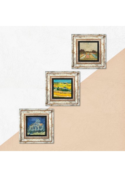 Van Gogh Taş Duvar Tablosu Çerçeveli Duvar Dekoru 3 Parça Tablo Seti Wall Art T3-534 indirimleri