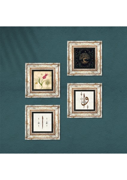 Stone Elif Vav, Hayat Ağacı, Lale, Elif Çerçeveli Taş Duvar Tablosu 4’lü Set - Dekoratif Modern Sanat, Ev ve Ofis Dekoru |TK4-369| fırsatları