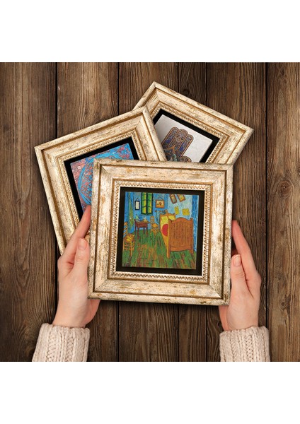 Van Gogh Taş Duvar Tablosu Çerçeveli Duvar Dekoru 3 Parça Tablo Seti Wall Art T3-559 modelleri
