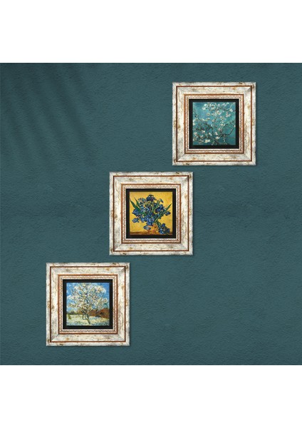 Van Gogh Şeftali Ağacı, Süsenler, Badem Ağacı Taş Duvar Tablosu Çerçeveli Duvar Dekoru 3 Parça Tablo Seti Wall Art T3-569 fırsatları