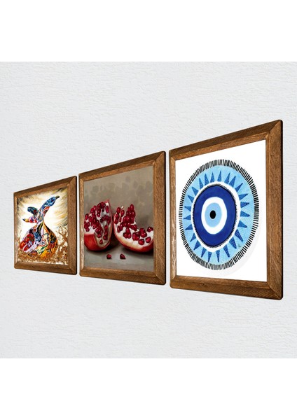 Nazar, Semazen, Nar Taş Duvar Tablosu Ahşap Çerçeveli Duvar Dekoru 3 Parça Tablo Seti Wall Art W3-894 fiyatları