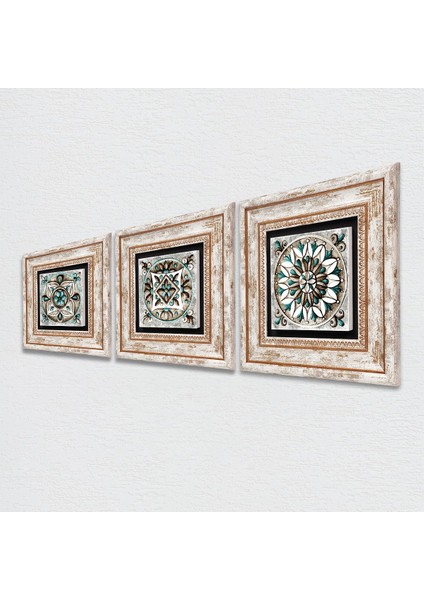 Çini Sanatı Taş Duvar Tablosu Çerçeveli Duvar Dekoru 3 Parça Tablo Seti Wall Art T3-171 fiyatları