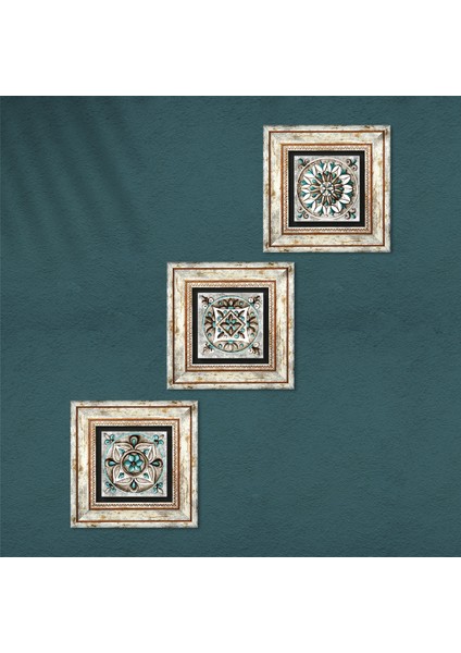 Çini Sanatı Taş Duvar Tablosu Çerçeveli Duvar Dekoru 3 Parça Tablo Seti Wall Art T3-171 fırsatları