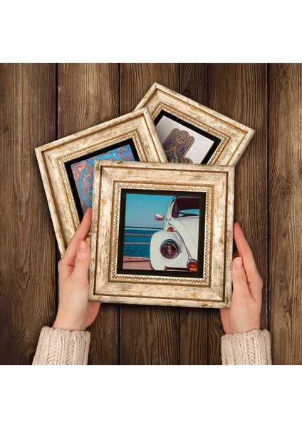 Stone Vosvos Araba Çerçeveli Taş Duvar Tablosu 3’lü Set - Dekoratif Modern Sanat, Ev ve Ofis Dekoru |TK3-1881| modelleri