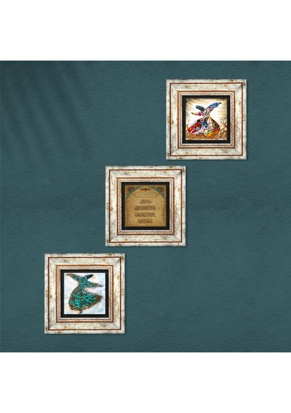 Nazar Duası, Semazen Taş Duvar Tablosu Çerçeveli Duvar Dekoru 3 Parça Tablo Seti Wall Art T3-233 fırsatları