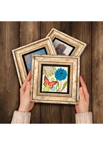 Kelebek, Pembe Ortanca Çiçeği, Baykuş Çerçeveli Taş Duvar Tablosu 3’lü Set - Dekoratif Modern Sanat, Ev ve Ofis Dekoru |TK3-1702| modelleri