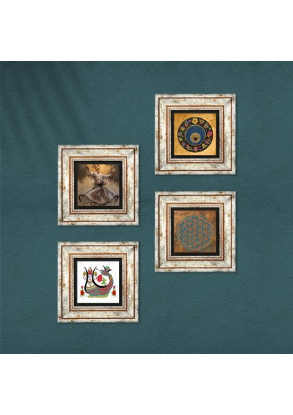 Stone Yaşam Çiçeği, Semazen, Şahmeran, Nazar Çerçeveli Taş Duvar Tablosu 4’lü Set - Dekoratif Modern Sanat, Ev ve Ofis Dekoru |TK4-630| fırsatları