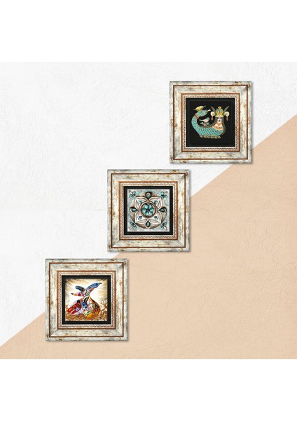 Çini Sanatı, Şahmeran, Semazen Çerçeveli Taş Duvar Tablosu 3’lü Set - Dekoratif Modern Sanat, Ev ve Ofis Dekoru |TK3-267| indirimleri