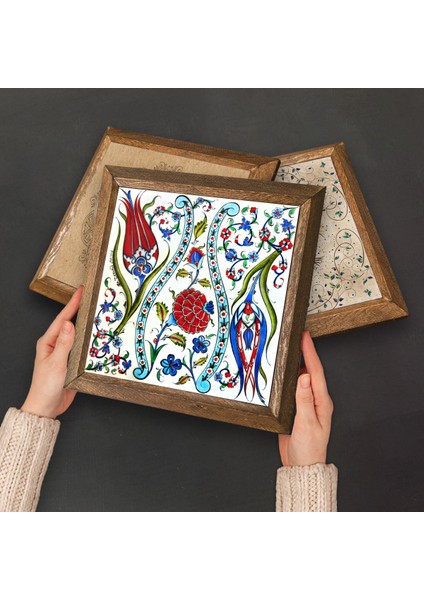 Lale, Yaşam Çiçeği, Sri Yantra Ahşap Çerçeveli Taş Duvar Tablosu 4’lü Set – 25x25 cm Dekoratif Modern Sanat – Ev ve Ofis Dekoru |W4-704| fırsatları