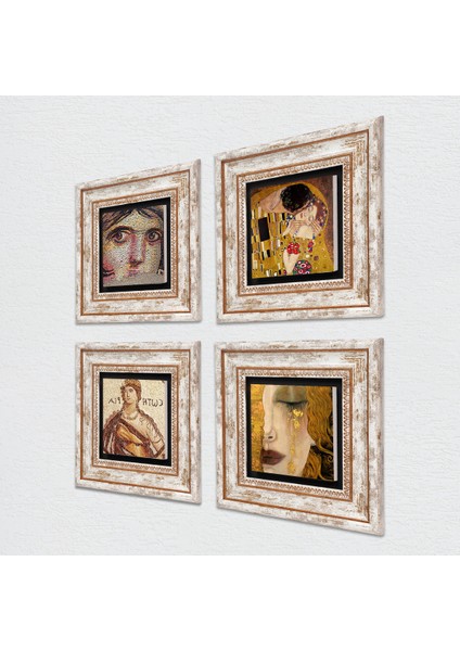 Çingene Kızı, Soteria, Gustav Klimt Altın Gözyaşları, Öpücük Çerçeveli Taş Duvar Tablosu 4’lü Set - Dekoratif Modern Sanat, Ev ve Ofis Dekoru |TK4-761| fiyatları