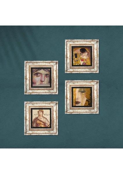 Çingene Kızı, Soteria, Gustav Klimt Altın Gözyaşları, Öpücük Çerçeveli Taş Duvar Tablosu 4’lü Set - Dekoratif Modern Sanat, Ev ve Ofis Dekoru |TK4-761| fırsatları